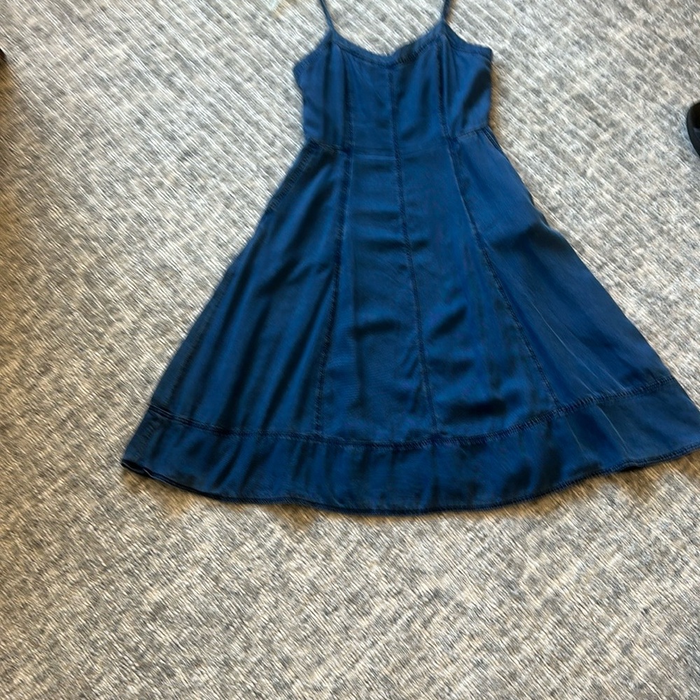 Banana Republic Blue Buttoned Spaghetti Strap Sundress